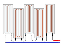 Anschlussschema Wandheizung mit Rohrführung